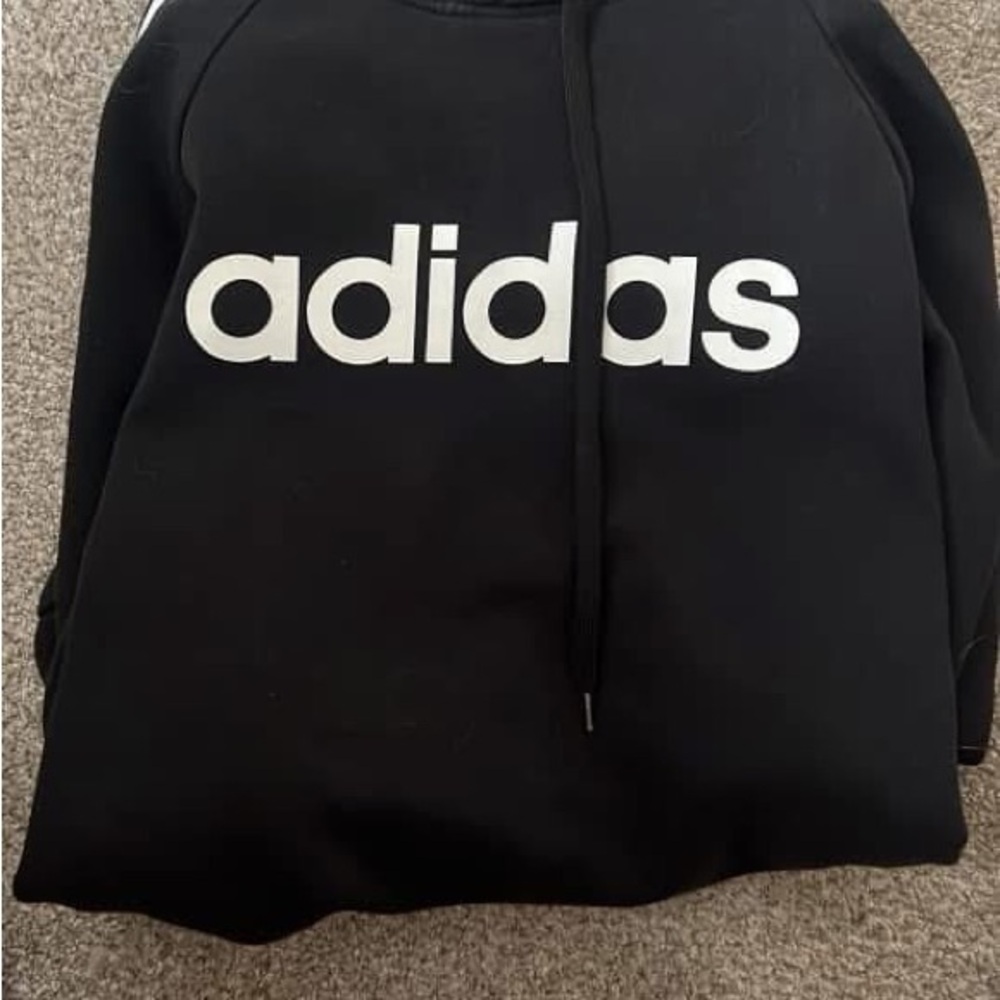adidas Black Hoodie with White Logo